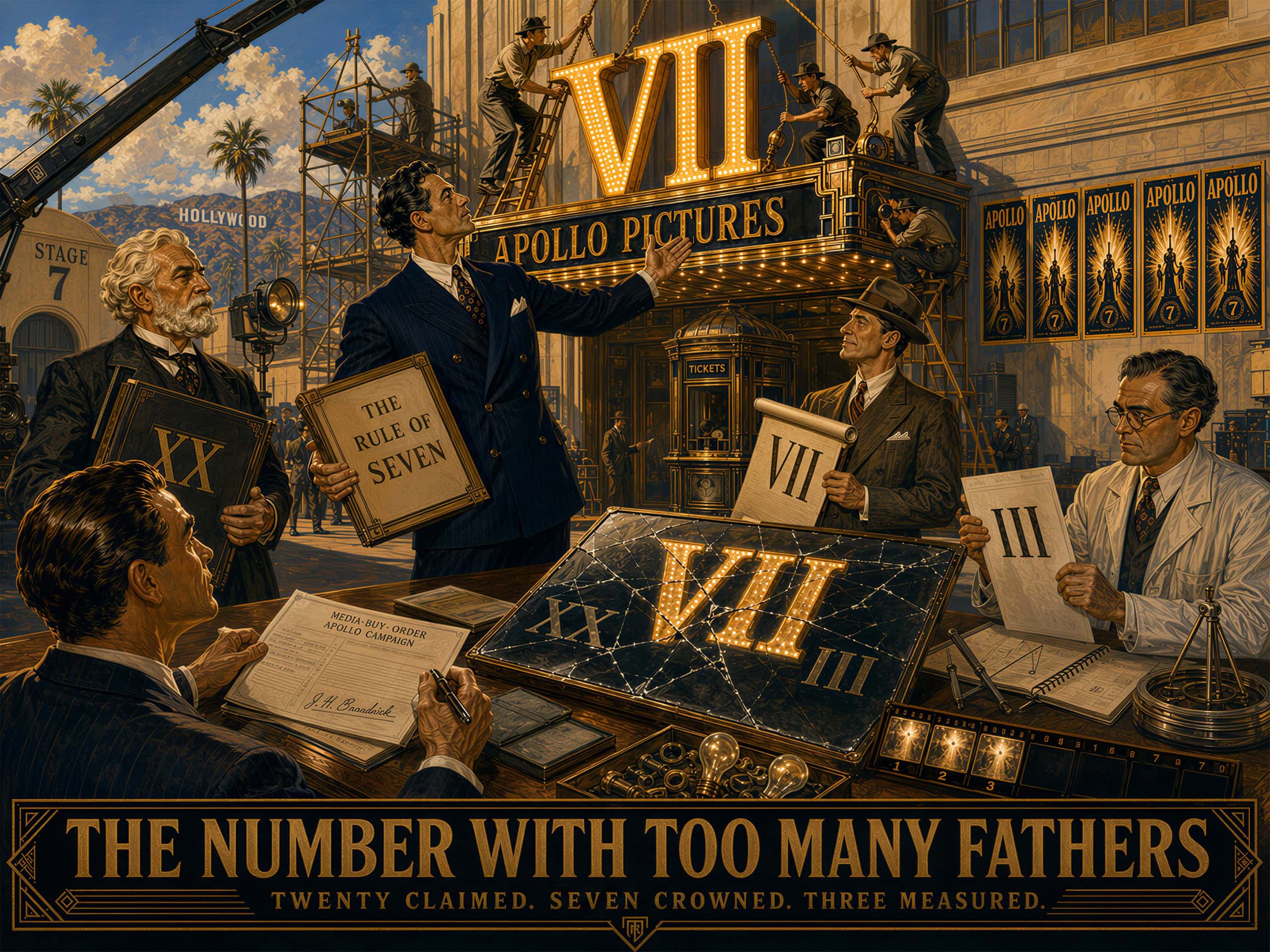 The Rule of 7 was never a measurement. It was a procession of inherited assertions: twenty, seven, three — each treated as authority by someone selling advertising or advice.